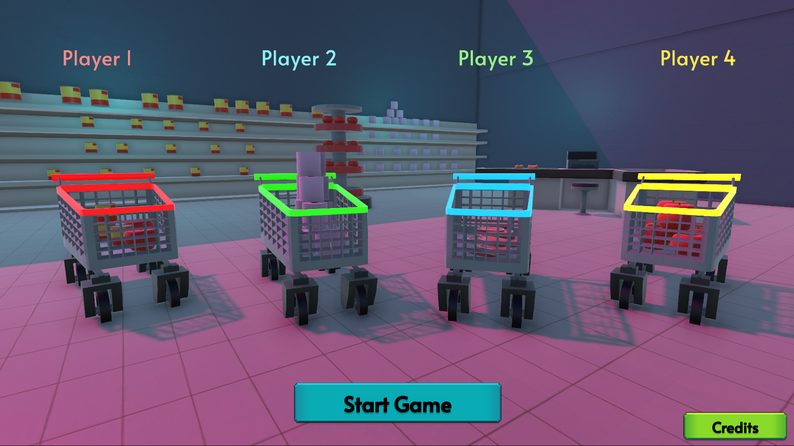 The Last Supermarket Before Apocalypse, four shopping carts on the character select screen